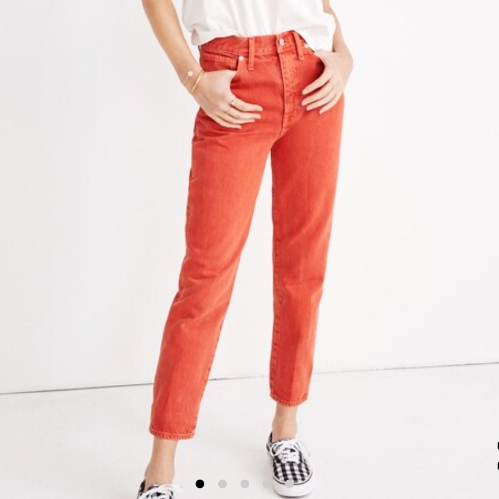 Madewell Womens Red Mom Jeans High Rise Cropped Size 27